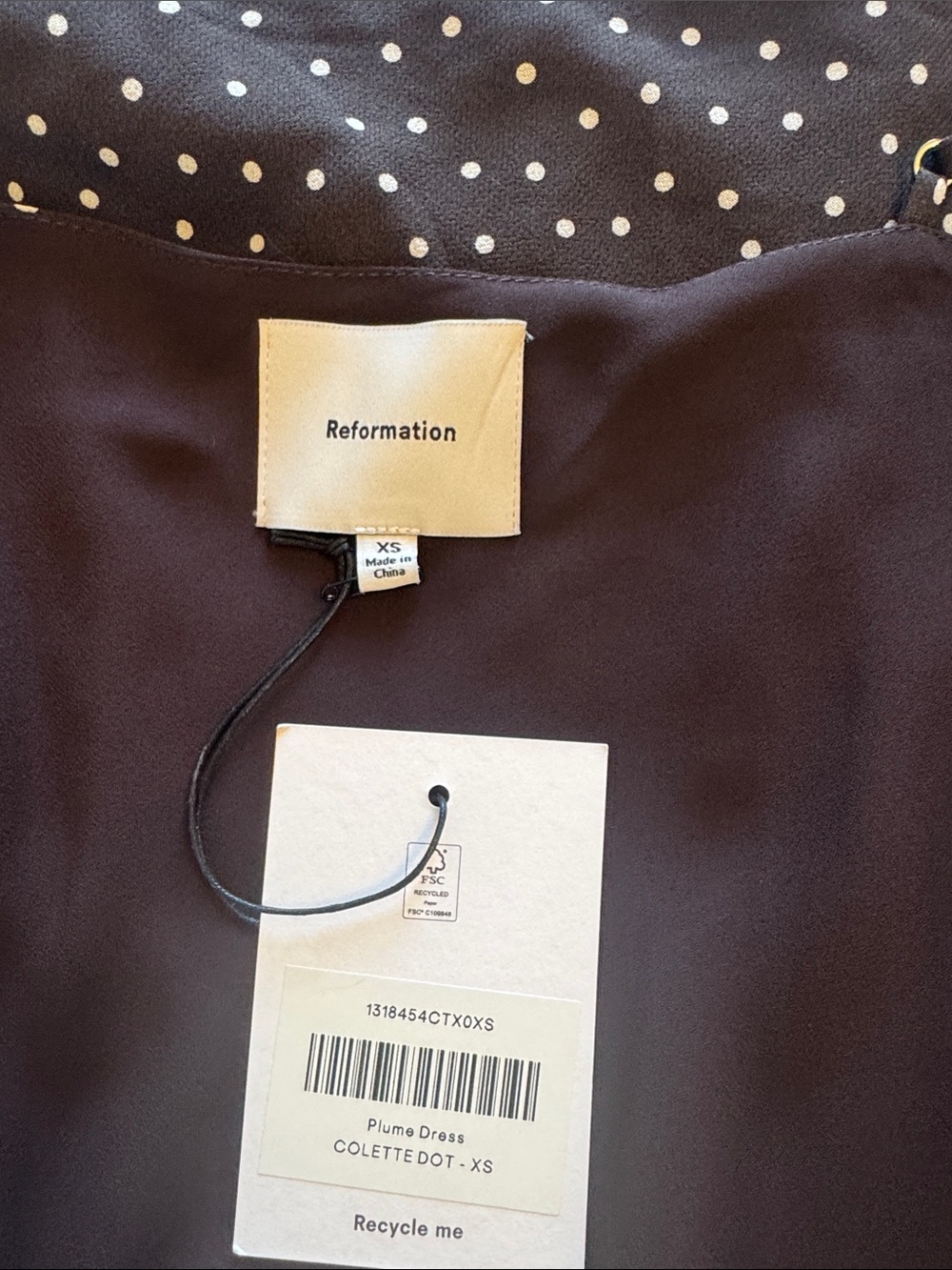 Reformation Plume Dress Brown - Size XS - Picture 3 of 5